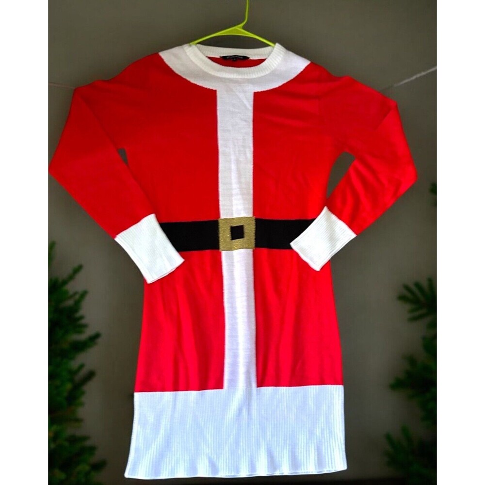 Women's Small Ugly Christmas Sweater Dress Mrs. Claus Santa Festive Outfit